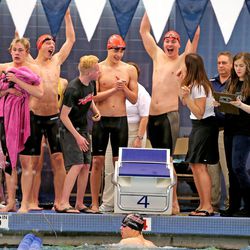 Park City High School boys won the men's 200-yard freestyle relay and set a state record during the 3A Utah State Swimming Championships  Saturday, Feb. 14, 2015, in Provo.  
