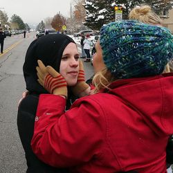Student Halissa Bailey greets her mother, DeAnne, following a shooting incident at Mueller Park Junior High School in Bountiful on Thursday, Dec. 1, 2016.