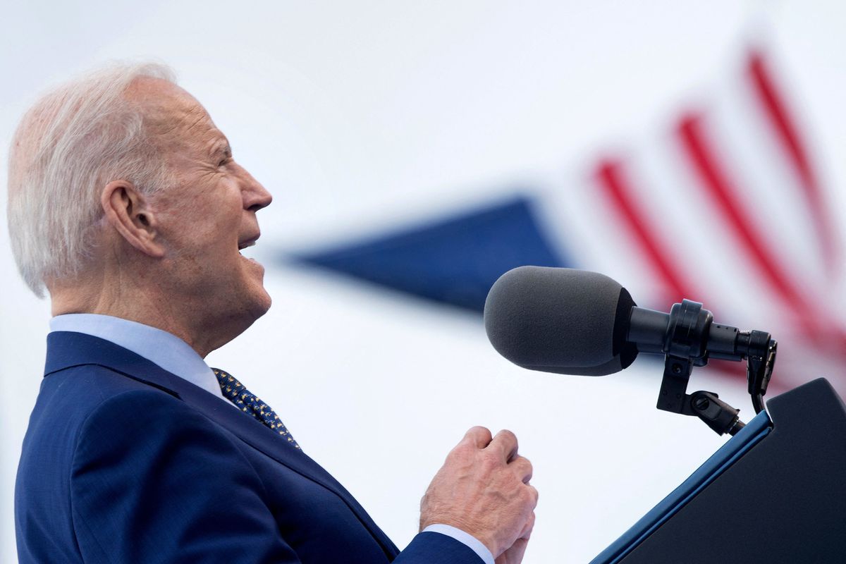 President Joe Biden speaks during a rally in Georgia in April.