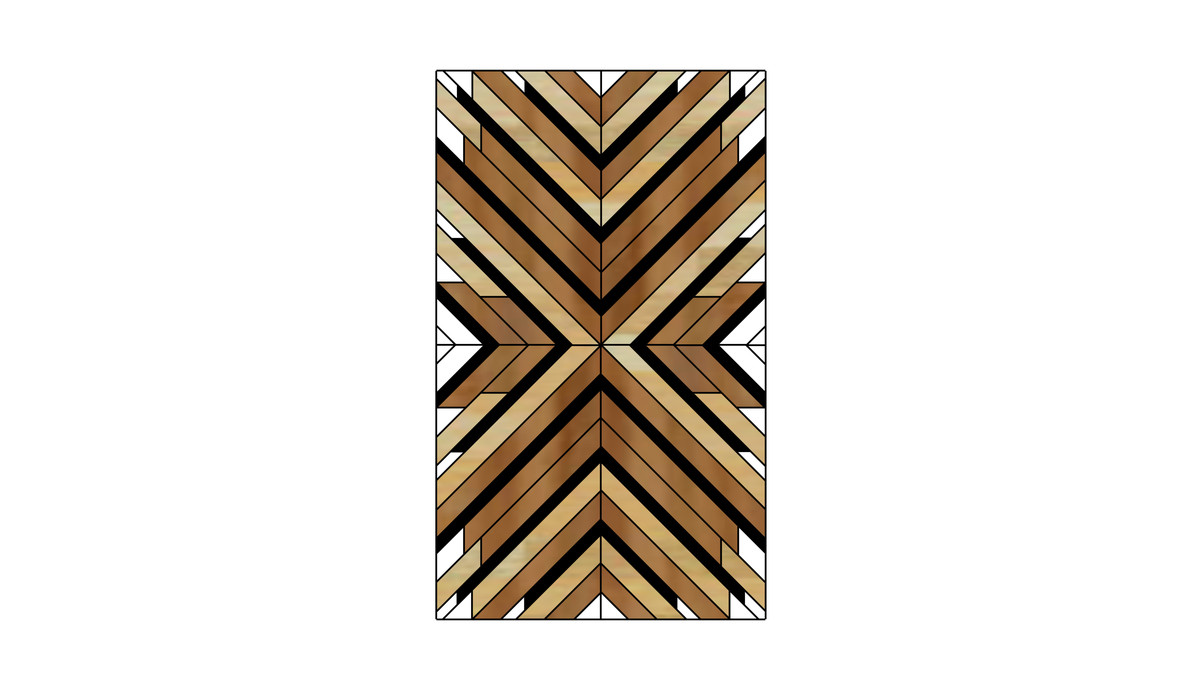 Wood art laid out in 4 quadrants