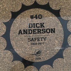Dick Anderson granite stone in the Miami Dolphins Walk of Fame after being unveiled on December 2, 2018 in a ceremony in the Joe Robbie Alumni Plaza at Hard Rock Stadium, Miami Gardens, Florida.