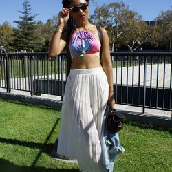 We spotted Buttons & Bows' <a href="http://la.racked.com/archives/2014/07/01/three_la_boutiques_show_us_their_independence_day_style.php">Kiani Iman</a> in this trippy and flowy crop top number.