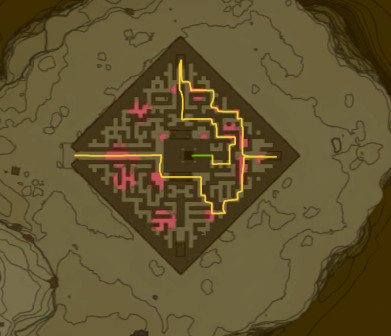 نقشه ای که نحوه عبور از هزارتوی آسمان لومی در Zelda: Tears of the Kingdom را نشان می دهد.