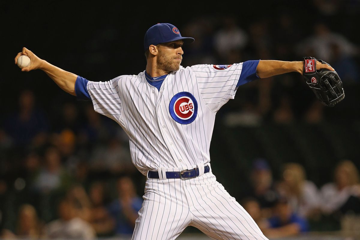 Outfielder Joe Mather of the Chicago Cubs makes an appearance as a pitcher against the Milwaukee Brewers at Wrigley Field in Chicago, Illinois. The Brewers defeated the Cubs 15-4.  (Photo by Jonathan Daniel/Getty Images)