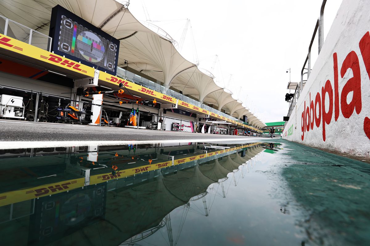 A general view of the pitlane during previews ahead of the F1 Grand Prix of Brazil at Autodromo Jose Carlos Pace on November 14, 2019 in Sao Paulo, Brazil.
