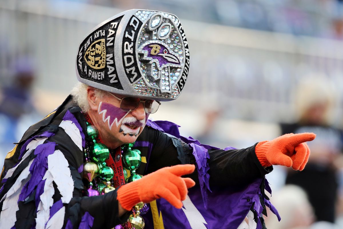 It's going to be a while before Ravens fans can dress up in their favorite garb and attend football games. 