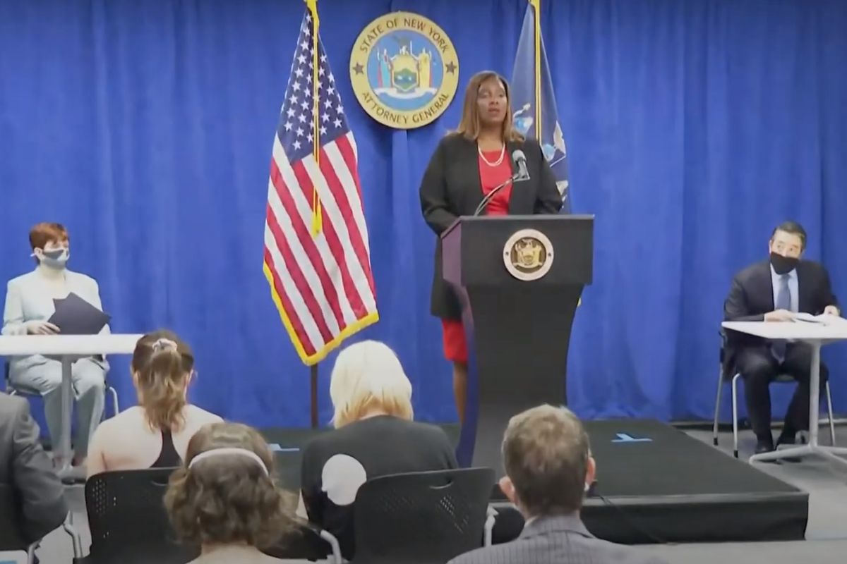 State Attorney General Letitia James speaks on investigation into Governor Andrew Cuomo sexual harassment allegations. August 3, 2021.