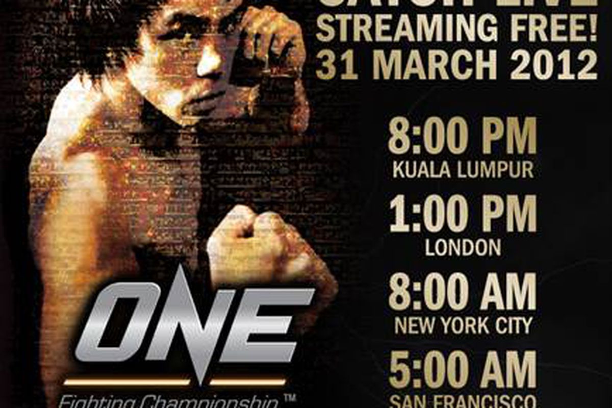 ONE FC's third event will be streamed on YouTube for free this Saturday.
