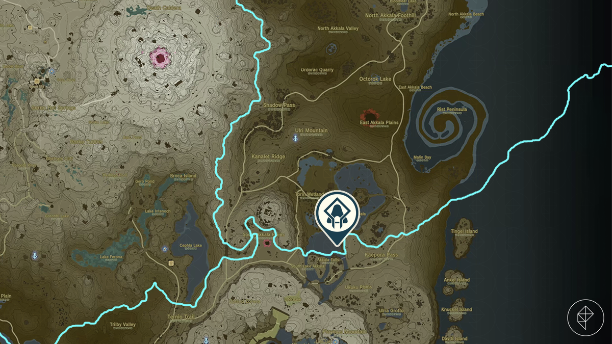 A map shows the location of the Jochi-ihiga Shrine in Zelda: Tears of the Kingdom