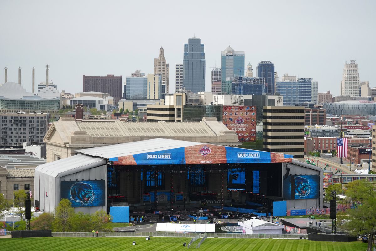 General view of the 2023 NFL Draft stage at Union Station.