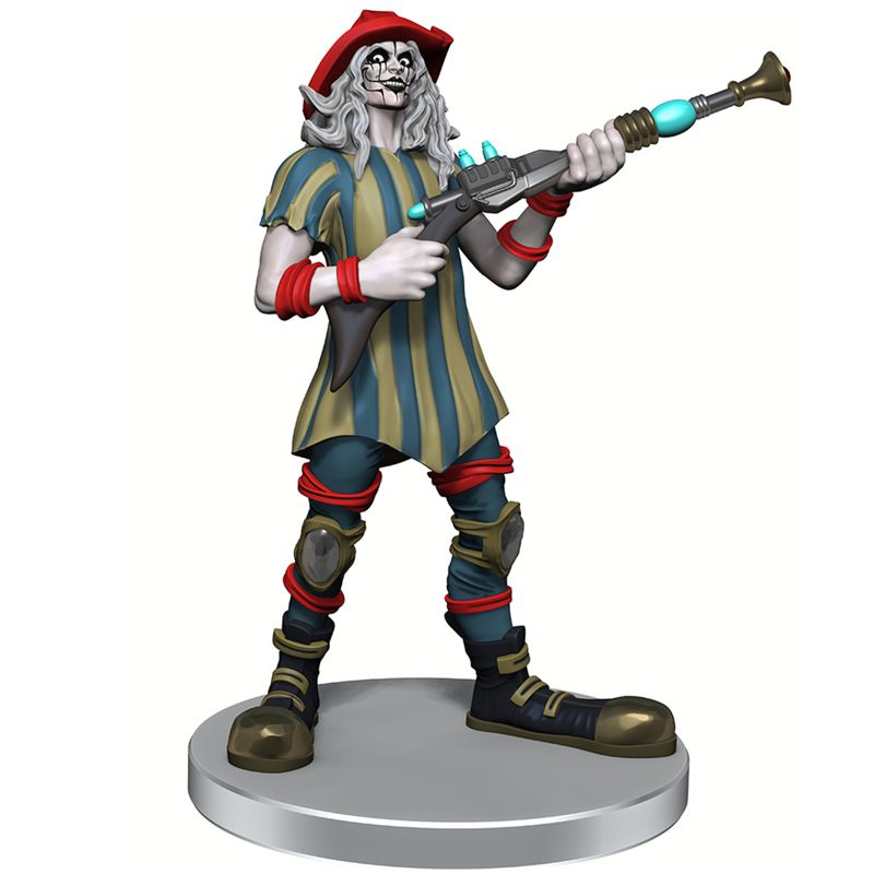 A cursed miniature from WizKids showing a clown with a longarm.