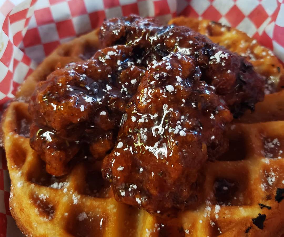 Jerk chicon and waffles from Sassy’s