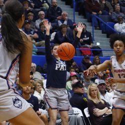 The UCF Knights take on the UConn Huskies in a women’s college basketball game at the XL Center in Hartford, CT on January 27, 2019.