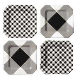 Appetizer Plates in White/Black Plaid, $30