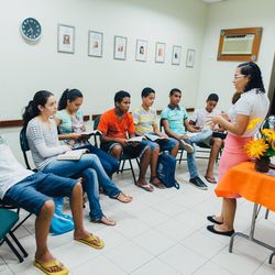LDS youth meet for a seminary class in the Dominican Republic. 