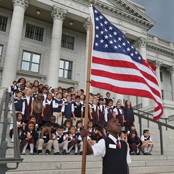 Children from the American Preparatory Academy recite the Gettysburg Address on Tuesday, Sept. 17, 2013, at the Capitol in Salt Lake City as part of GettyReady — a statewide civic education program designed to encourage all Utahns to "learn and live" President Abraham Lincoln's Gettysburg Address and celebrate its 150th Anniversary on Nov. 19.