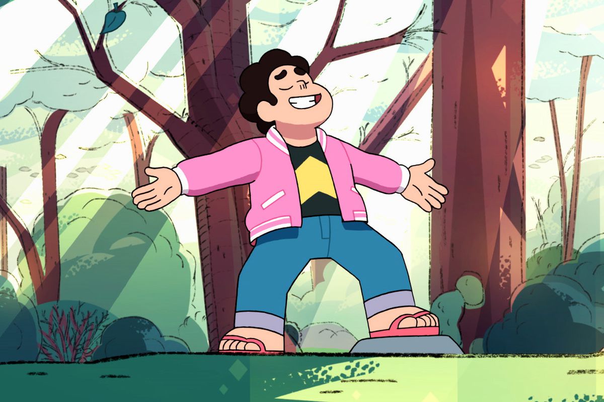 steven universe stands with his arms wide open