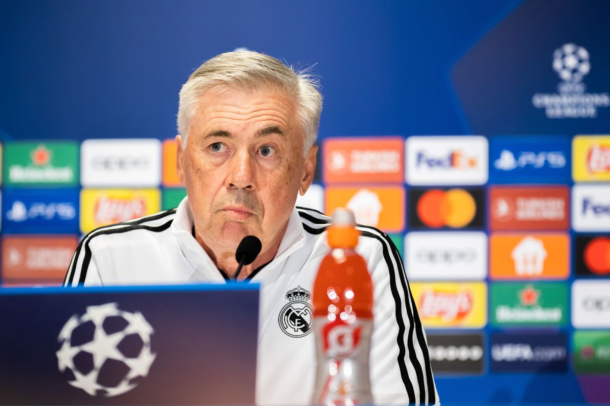 Carlo Ancelotti coach of Real Madrid speaks to the press...