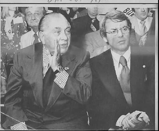 Mayor Richard J. Daley, left, and Ald. Edward M. Burke, right, in 1976.