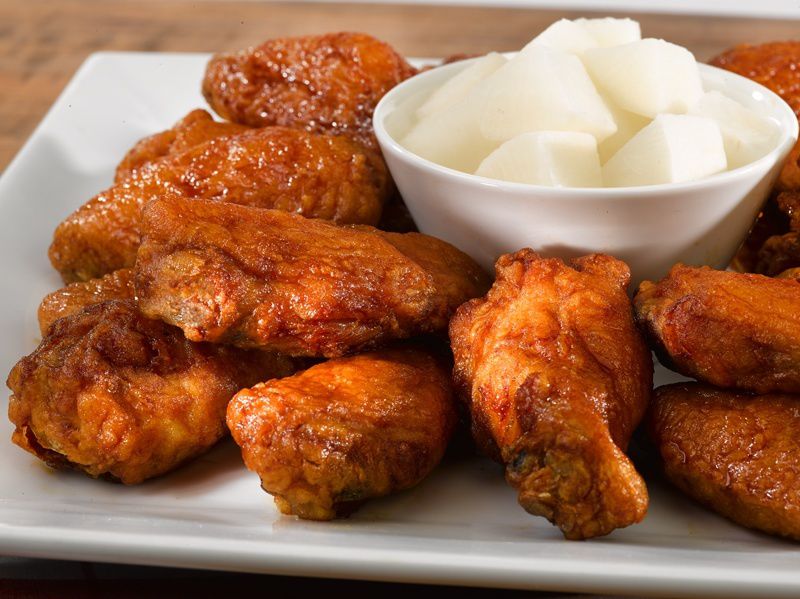 Chicken wings on a white plate