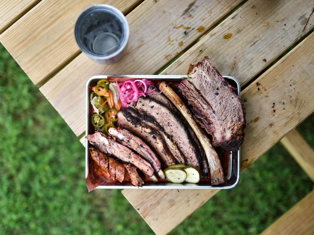 Tray of barbecue from Truth BBQ.
