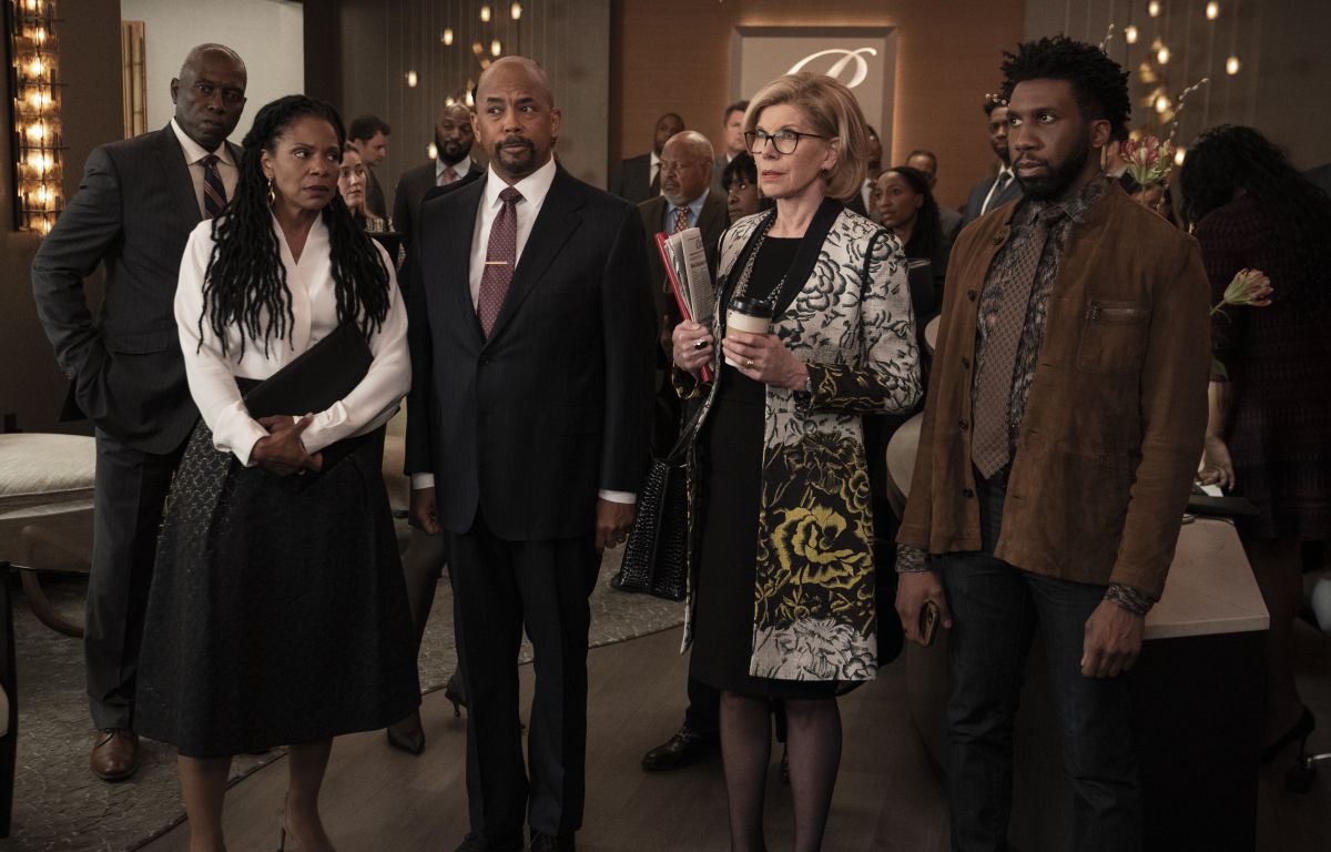 The lawyers of The Good Fight gather in their offices in a season 5 episode
