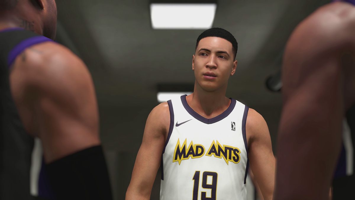NBA 2K19 MyCareer - AI in Mad Ants jersey talking to two other people