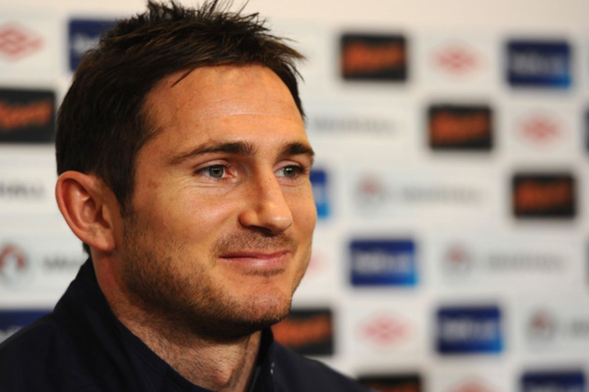 COPENHAGEN DENMARK - FEBRUARY 08:  England captain Frank Lampard faces the media during an England Press Conference at the Parken Stadium on February 8 2011 in Copenhagen.  (Photo by Mike Hewitt/Getty Images)