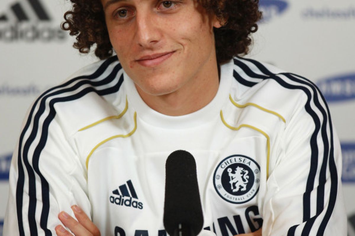 COBHAM ENGLAND - FEBRUARY 11:  David Luiz of Chelsea addresses a press conference at the Cobham training ground on February 11 2011 in Cobham England.  (Photo by Warren Little/Getty Images)