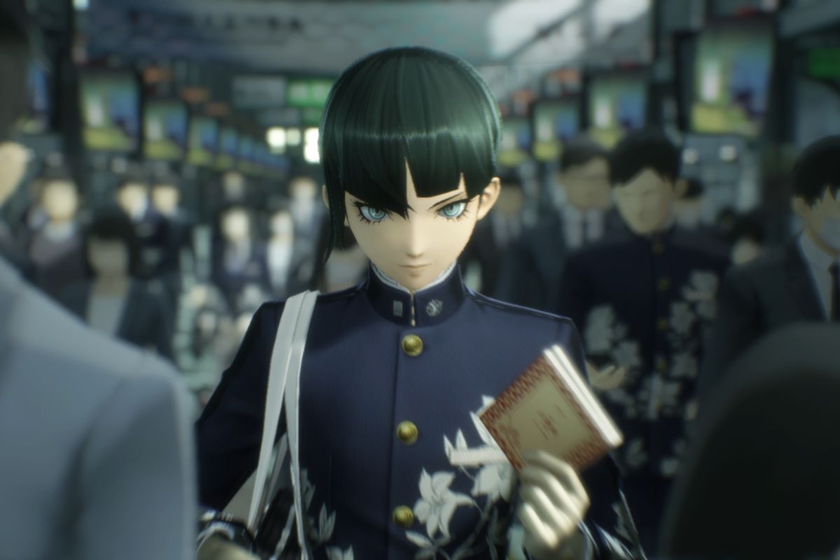 The protagonist of Shin Megami Tensei 5 walks through a train station