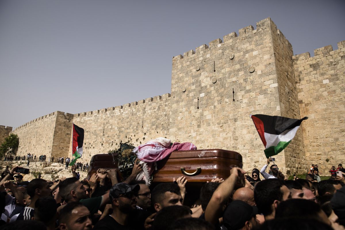 Funeral de la reportera de Al Jazeera Shireen Abu Akleh asesinada en Cisjordania ocupada