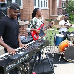 “Jeremiah Collier and the REUP” play a weekly live performance for neighbors in Park Manor, Thursday, July 30, 2020