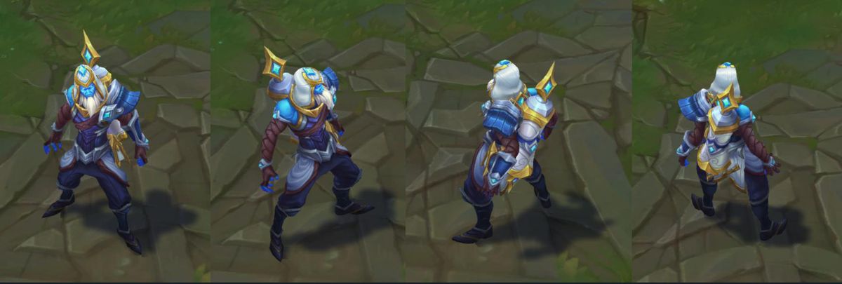 Ryze is decked out in gold and silver armor for his Championship skin. He also has a pretty majestic beard.