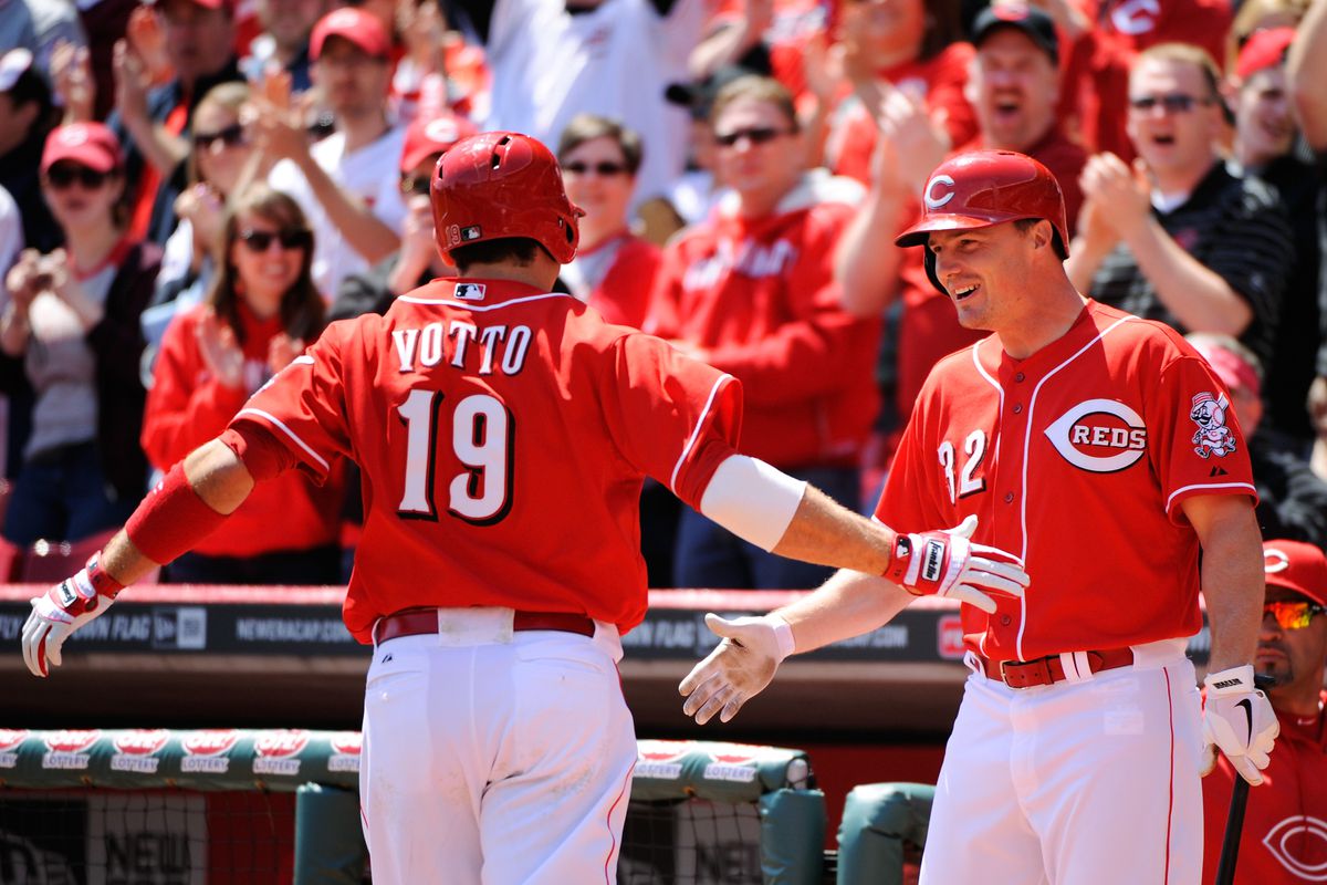 Jay Bruce gets paid to congratulate Joey Votto after home runs.