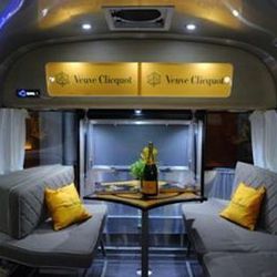 Inside the Veuve Clicquot Airstream. 