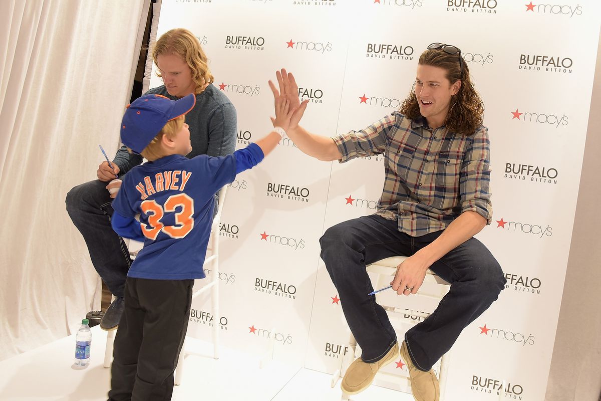 Buffalo David Bitton Celebrates New Men’s Shop With New York Baseball Players Noah Syndergaard And Jacob deGrom At Macy’s Herald Square