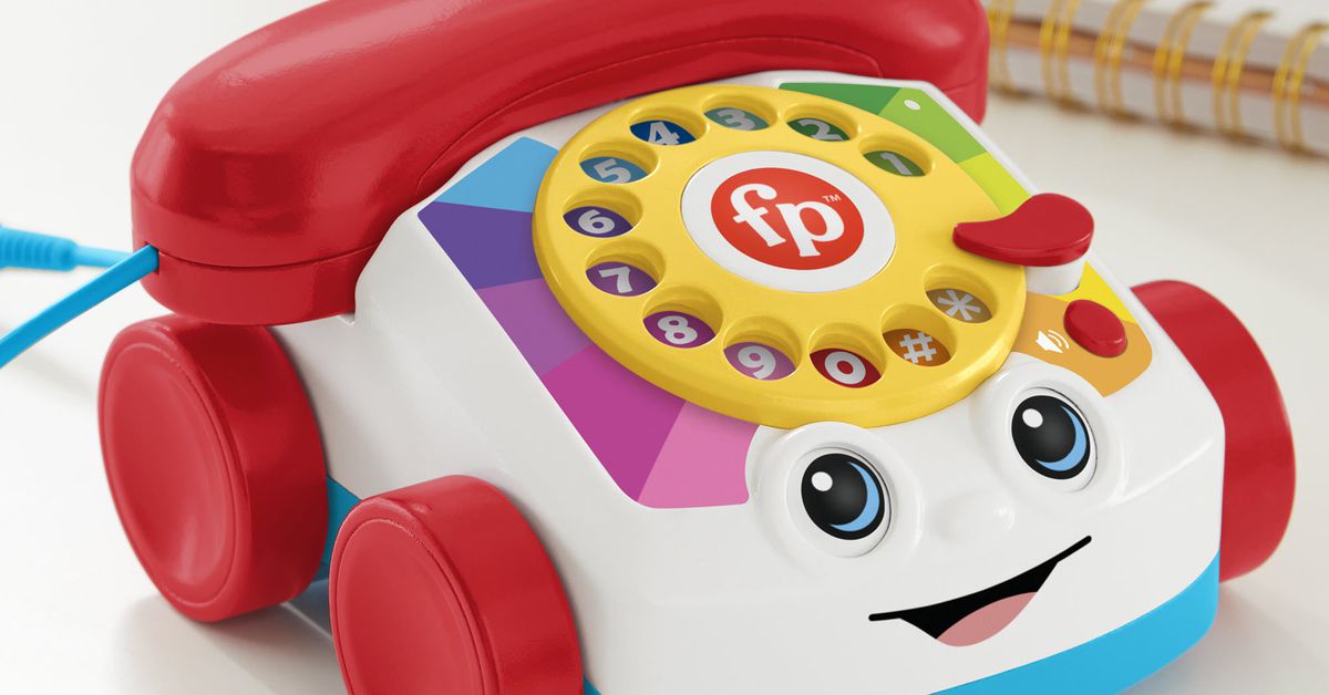 Fisher Price NEW chatter telephone box phone rotary dial ring bell string fun 