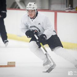 Seamus Donahue skates during drills at day two of Flyers development camp