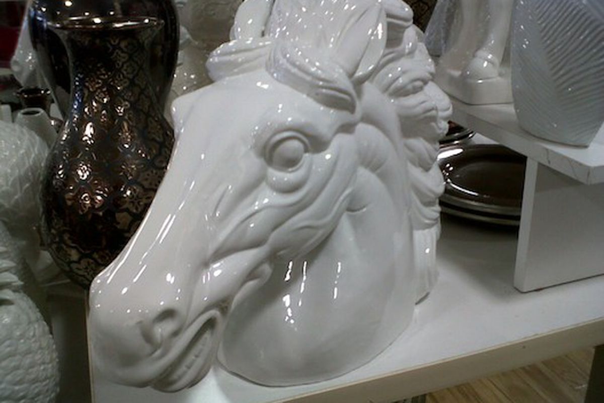 We found this horse head thing at a Long Island Home Goods store and we're gonna buy it for someone we really hate.