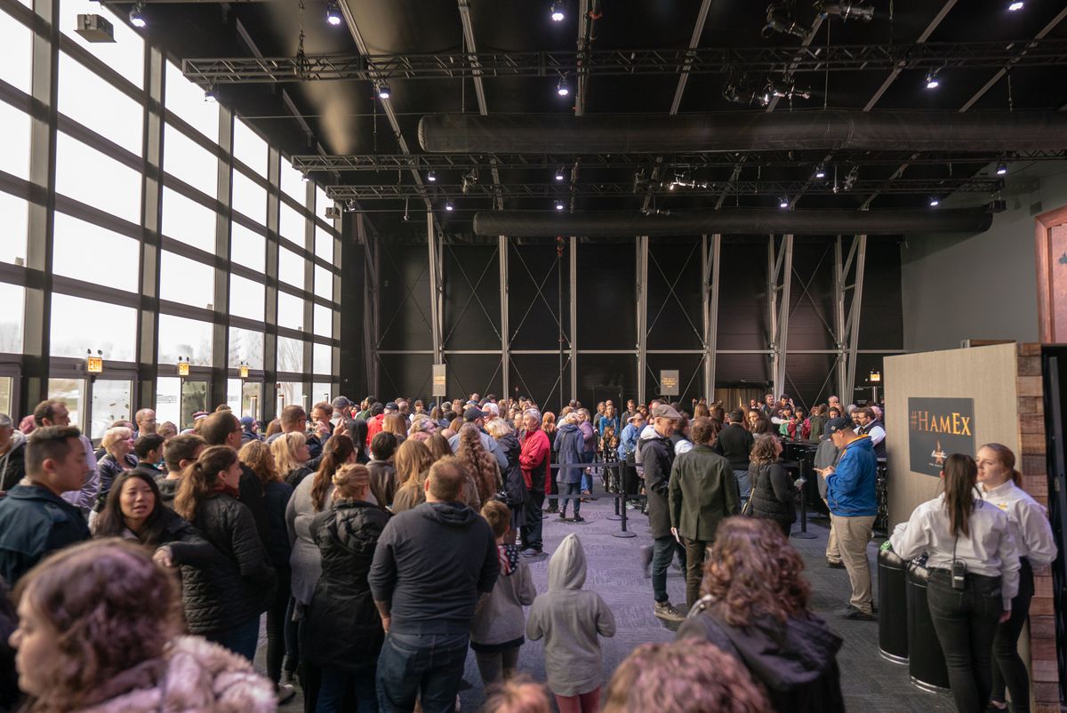 Fans line up for their turn to tour “Hamilton: The Exhibition” on its opening day in Chicago. | Nader Issa/Sun-Times