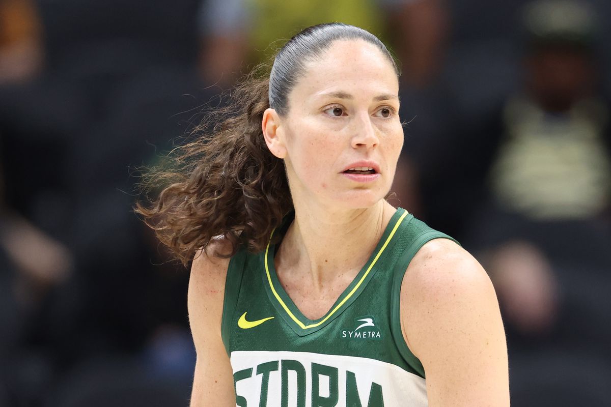 Sue Bird of the Seattle Storm looks on against the Atlanta Dream during the third quarter at Climate Pledge Arena on June 07, 2022 in Seattle, Washington