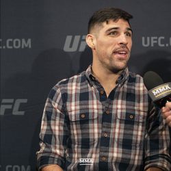Vicente Luque speaks to reporters Friday at UFC Phoenix media day.