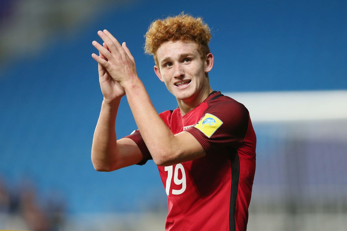 INCHEON, SOUTH KOREA - MAY 25: Joshua Sargent of USA celebrates after scoring their first goal during the FIFA U-20 World Cup Korea Republic 2017 group F match between Senegal and USA at Incheon Munhak Stadium on May 25, 2017 in Incheon, South Korea. (Photo by Alex Morton - FIFA/FIFA via Getty Images)
