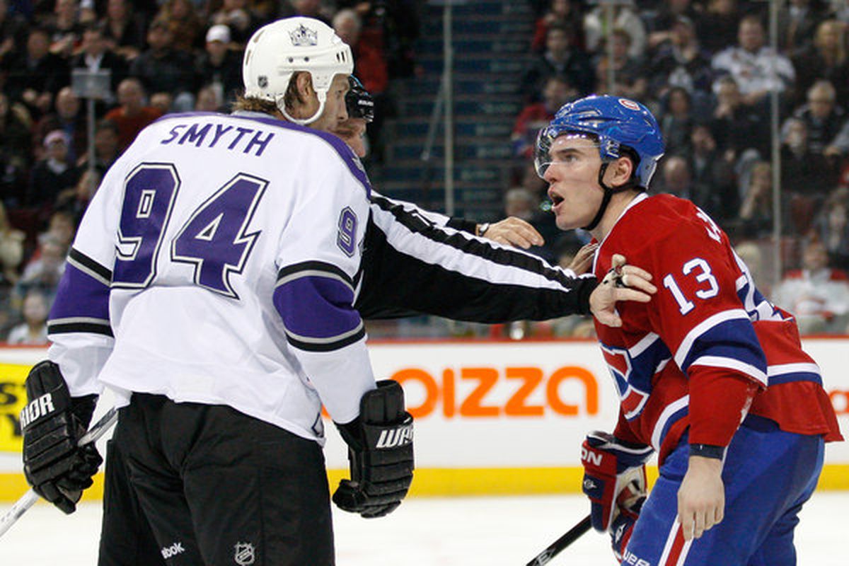 Noted psychic, Mike Cammalleri, yells at Ryan Smyth for ruining Ryan Nugent-Hopkins Day.