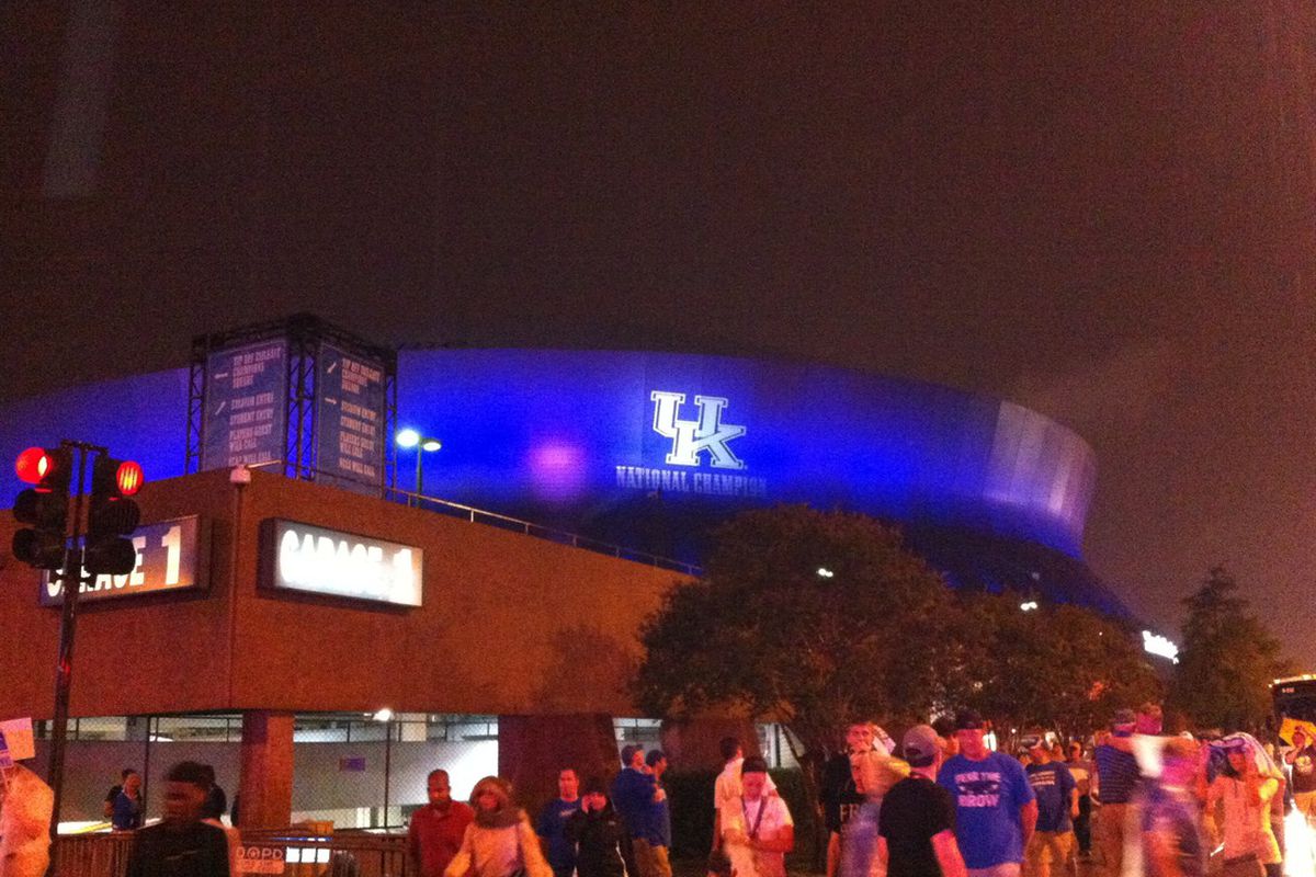 The Blue Orleans Superdome after the 2012 NCAA Tournament finals.