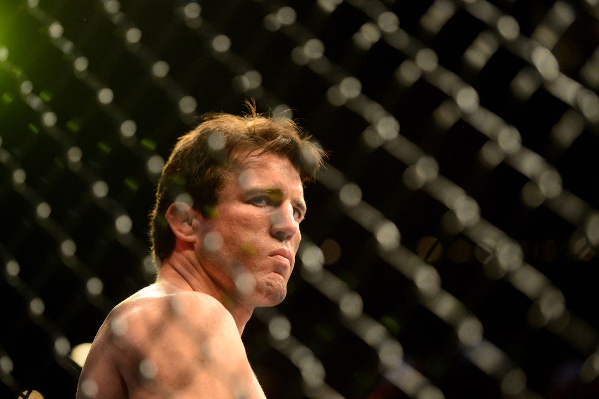 Jul. 7, 2012; Las Vegas, NV, USA; UFC fighter Chael Sonnen in the ring prior to his fight against Anderson Silva (not pictured) during a middleweight bout in UFC 148 at the MGM Grand Garden Arena. Mandatory Credit: Mark J. Rebilas-US PRESSWIRE