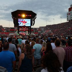 Country music superstar Garth Brooks performs at Rice-Eccles Stadium at the University of Utah in Salt Lake City on Saturday, July 17, 2021.