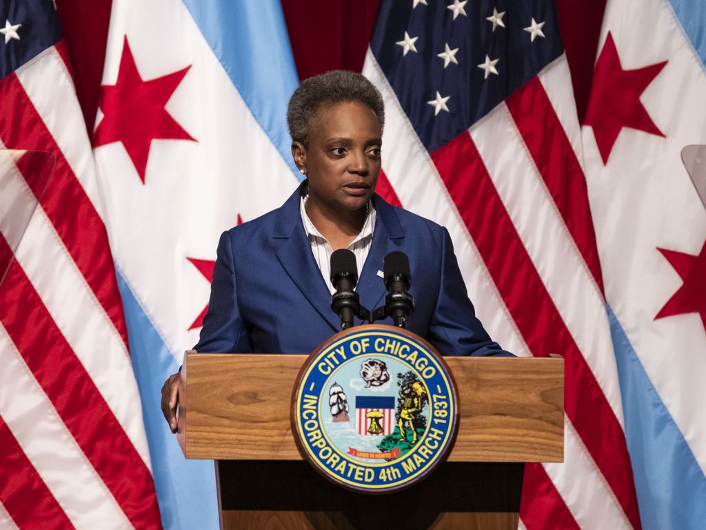 Mayor Lori Lightfoot delivers a “State of the City” address.
