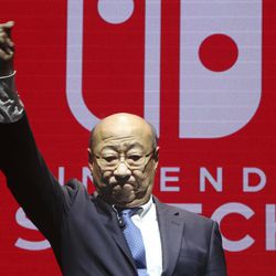 President of Nintendo Tatsumi Kimishima reacts after his speech during a presentation event of Nintendo Switch in Tokyo, Friday, Jan. 13, 2017. Nintendo Co. said Friday that its Nintendo Switch video game console will sell for 29,980 yen (about $260) in Japan, starting March 3. 