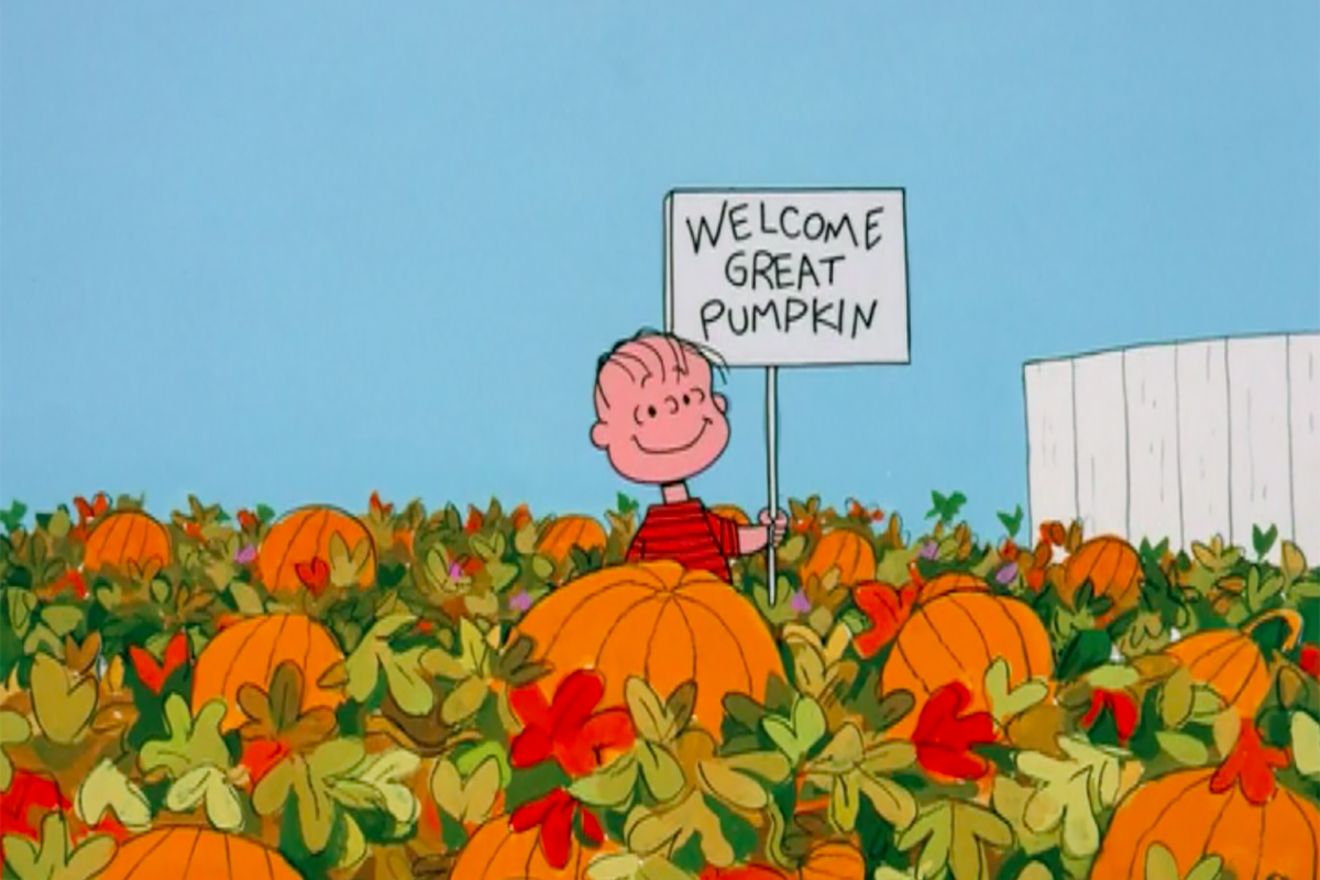 Poor, doomed Linus awaits the Great Pumpkin.